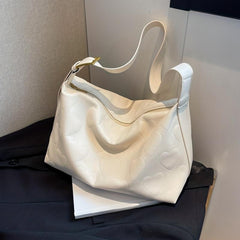 Heart Pattern Zipper Tote Bag PU Leather Shoulder Bag
