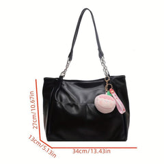 Large Capacity Hobo Bag PU Shoulder Bag Women's Casual Handbag