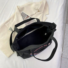 Small Letter Printed Canvas Tote Bag Lightweight Shoulder Bag