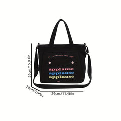 Small Letter Printed Canvas Tote Bag Lightweight Shoulder Bag