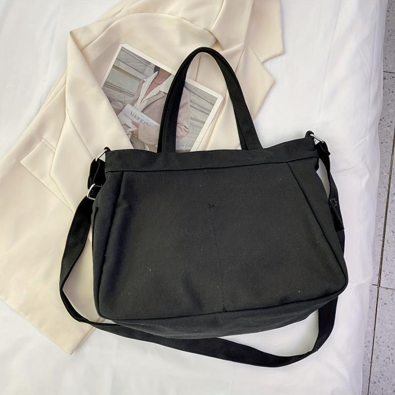 Small Letter Printed Canvas Tote Bag Lightweight Shoulder Bag