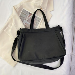 Small Letter Printed Canvas Tote Bag Lightweight Shoulder Bag