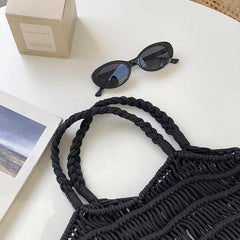 Minimalist Straw Shoulder Bag Lightweight Solid Storage Bag