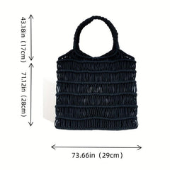 Minimalist Straw Shoulder Bag Lightweight Solid Storage Bag