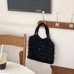 Minimalist Straw Shoulder Bag Lightweight Solid Storage Bag