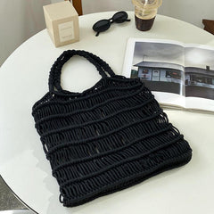Minimalist Straw Shoulder Bag Lightweight Solid Storage Bag
