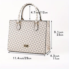 Ove Geometric Pattern Square Bag Shoulder Bag Vintage Satchel Bag