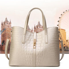 3pcs Crocodile Embossed Bag Set: Shoulder, Handbag, Crossbody
