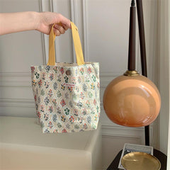 Floral Print Canvas Lunch Box Bag for Shopping