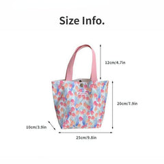 Floral Print Canvas Lunch Box Bag for Shopping