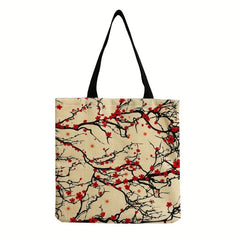 Vintage Pattern Large Capacity Canvas Handbag with Fixed Straps