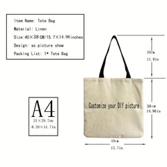 Vintage Pattern Large Capacity Canvas Handbag with Fixed Straps