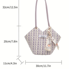 Tote Shoulder Bag All Match Shopper Bag With Scard Decor