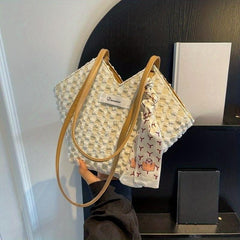 Tote Shoulder Bag All Match Shopper Bag With Scard Decor