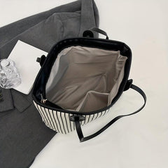 Striped Tote Bag PU Leather Shoulder Bag