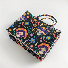 Halloween Party Felt Tote Bag Ghost Skull Pumpkin Print Handbag