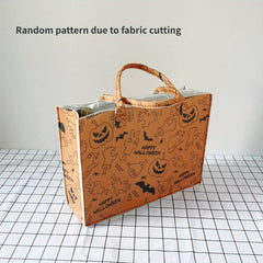Halloween Party Felt Tote Bag Ghost Skull Pumpkin Print Handbag