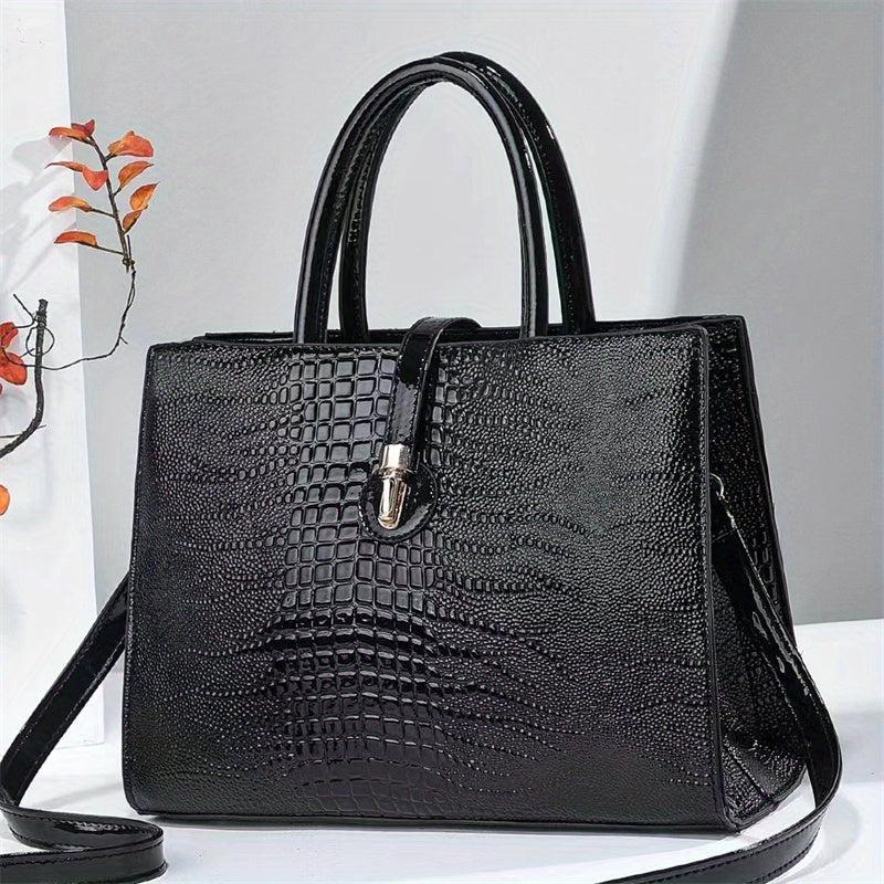 Crocodile Pattern Tote Bag Classic Handbag Lightweight Women's Satchel Bag