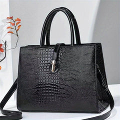 Crocodile Pattern Tote Bag Classic Handbag Lightweight Women's Satchel Bag