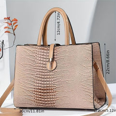 Crocodile Pattern Tote Bag Classic Handbag Lightweight Women's Satchel Bag