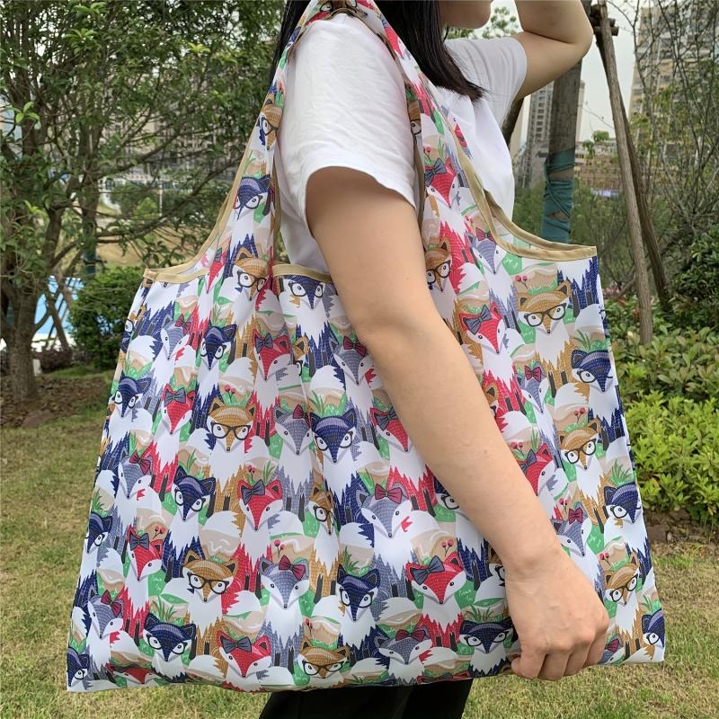 Fox Pattern Foldable Tote Bag Large Capacity Lightweight Shopping Bag