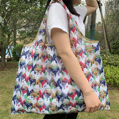 Fox Pattern Foldable Tote Bag Large Capacity Lightweight Shopping Bag