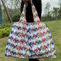 Fox Pattern Foldable Tote Bag Large Capacity Lightweight Shopping Bag