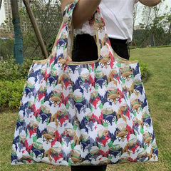 Fox Pattern Foldable Tote Bag Large Capacity Lightweight Shopping Bag