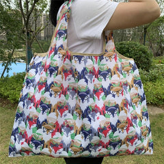 Fox Pattern Foldable Tote Bag Large Capacity Lightweight Shopping Bag