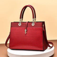 Women's Woven Detail Top Handle Satchel Crossbody Bag