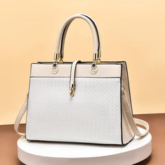 Women's Woven Detail Top Handle Satchel Crossbody Bag
