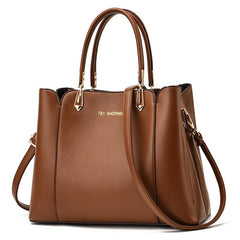 Large Capacity Double Handles Tote Bag Zipper Solid Crossbody Bag