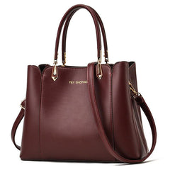 Large Capacity Double Handles Tote Bag Zipper Solid Crossbody Bag