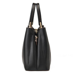 Large Capacity Double Handles Tote Bag Zipper Solid Crossbody Bag