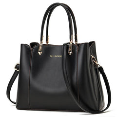 Large Capacity Double Handles Tote Bag Zipper Solid Crossbody Bag