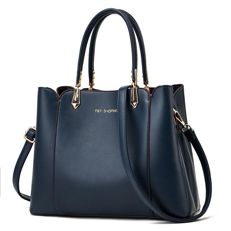 Large Capacity Double Handles Tote Bag Zipper Solid Crossbody Bag