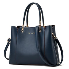 Large Capacity Double Handles Tote Bag Zipper Solid Crossbody Bag