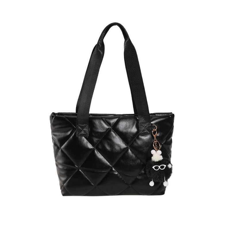 Minimalist Tote Bag Solid Argyle Pattern Shoulder Bag For Work