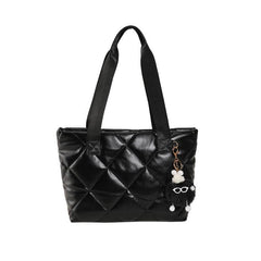 Minimalist Tote Bag Solid Argyle Pattern Shoulder Bag For Work