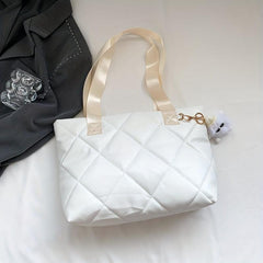 Minimalist Tote Bag Solid Argyle Pattern Shoulder Bag For Work