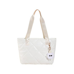 Minimalist Tote Bag Solid Argyle Pattern Shoulder Bag For Work