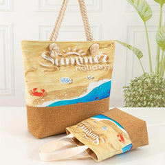 Pattern Stitching Holiday Tote Bag All Match Versatile Storage Bag