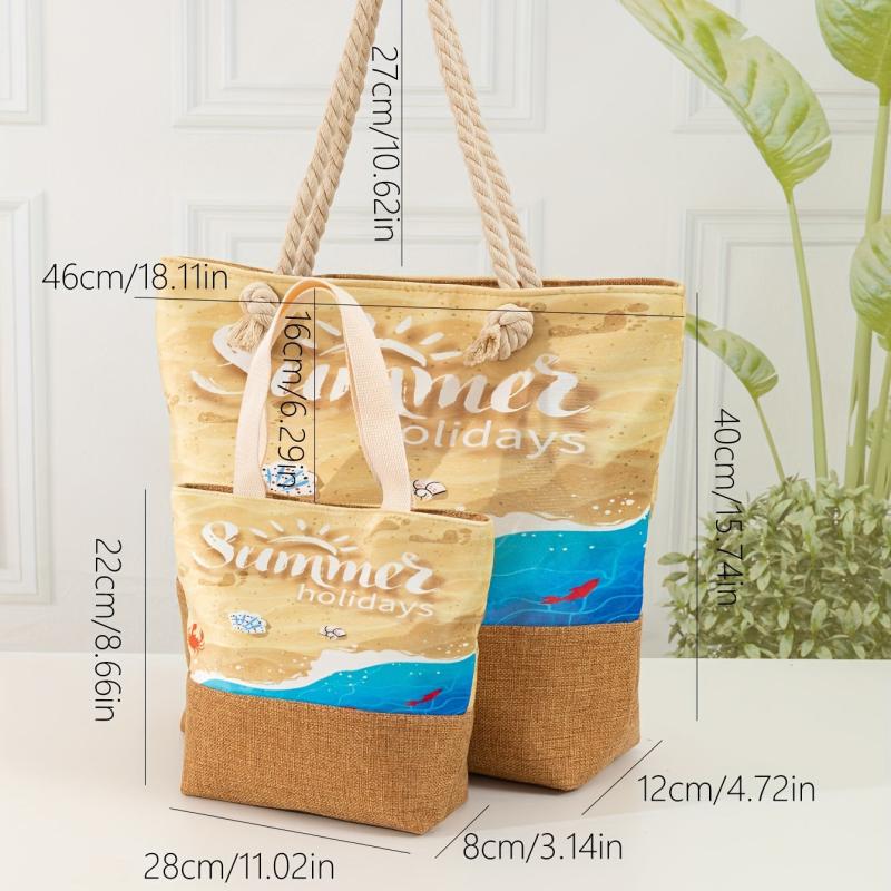 Pattern Stitching Holiday Tote Bag All Match Versatile Storage Bag