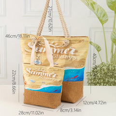 Pattern Stitching Holiday Tote Bag All Match Versatile Storage Bag