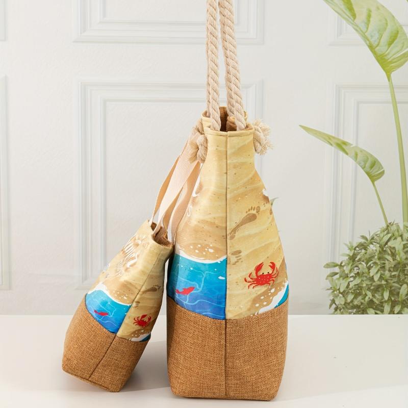 Pattern Stitching Holiday Tote Bag All Match Versatile Storage Bag