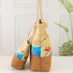 Pattern Stitching Holiday Tote Bag All Match Versatile Storage Bag