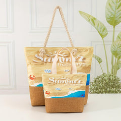 Pattern Stitching Holiday Tote Bag All Match Versatile Storage Bag