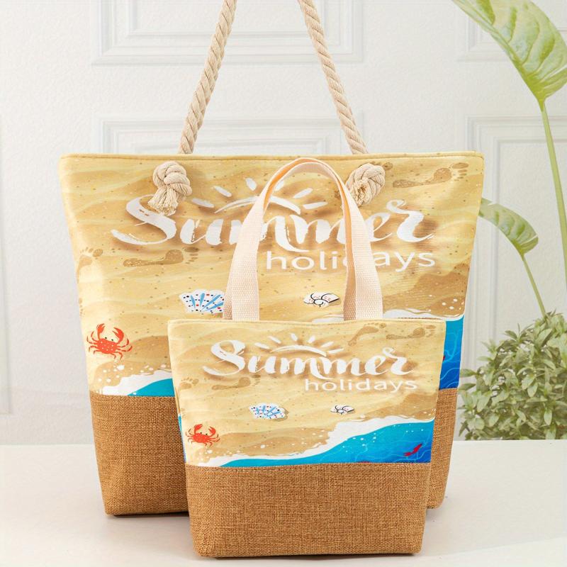 Pattern Stitching Holiday Tote Bag All Match Versatile Storage Bag