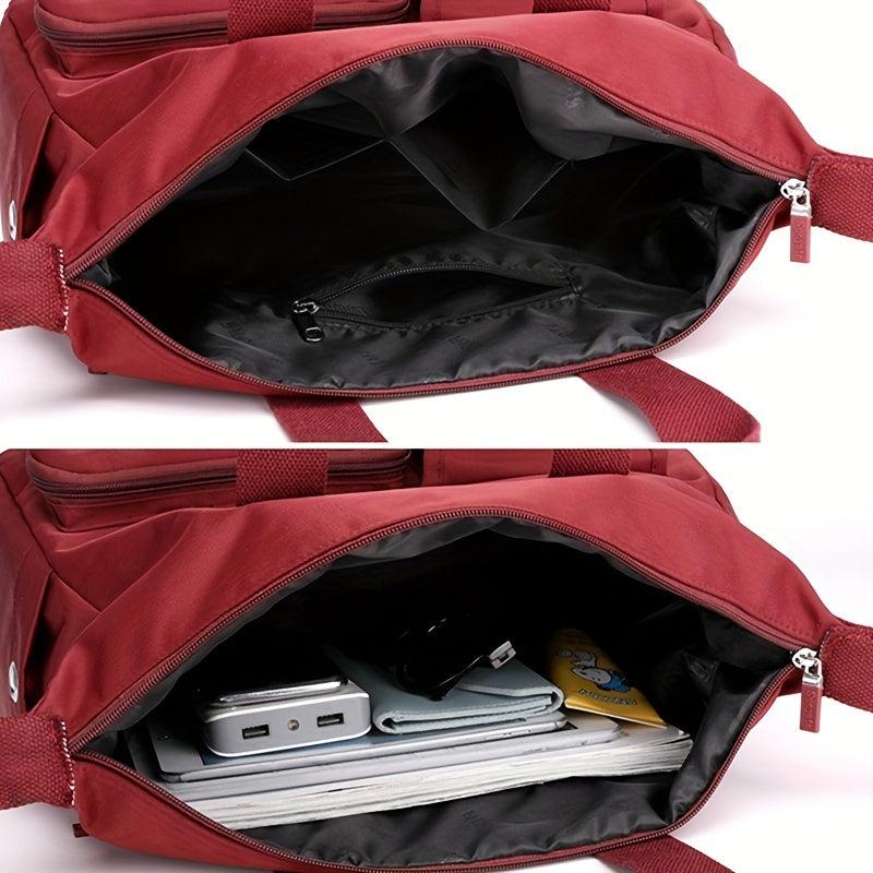 Large Capacity Casual Shoulder Bag Solid Pockets Zipper Crossbody Bag
