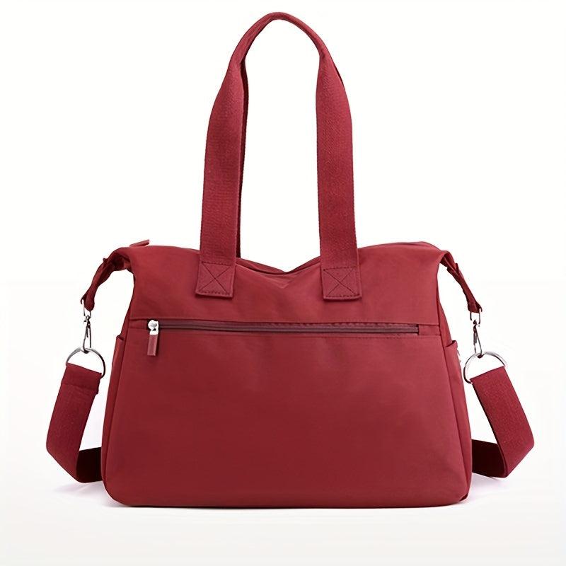 Large Capacity Casual Shoulder Bag Solid Pockets Zipper Crossbody Bag